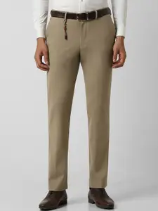 V Dot Men Slim Fit Flat-Front Formal Trousers