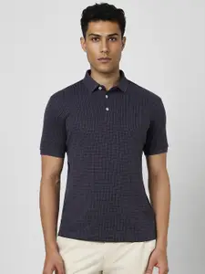 Van Heusen Men Polka Dot Checked Polo Collar T-shirt