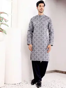 Rawayi Geometric Woven Design Thread Work Jacquard Straight Kurta
