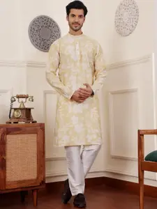 Rawayi Floral Printed Mandarin Collar Straight Kurta