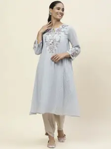 Lakshita Floral Embroidered Tie-Up Neck Kurta