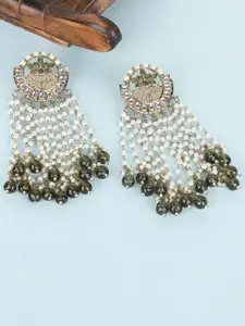 Anouk Gold-Plated Stone Studded Contemporary Drop Earrings