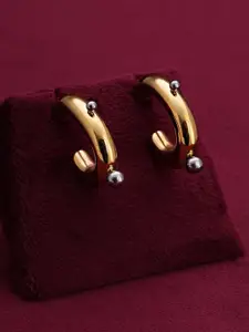 PALMONAS Gold-Plated Stainless Steel Anti-Tarnish Chic Dual Tone Hoop Earrings