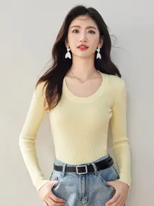 JC Collection Women Scoop Neck Ribbed Pullover