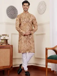 Rawayi Floral Printed Mandarin Collar Straight Kurta