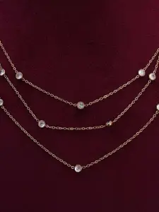 PALMONAS Gold-Plated Cubic Zirconia Studded Layered Necklace