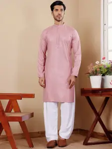 Rawayi Geometric Embroidered Chikankari Band Collar Straight Kurta