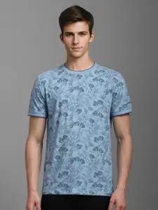Louis Philippe Jeans Men Printed Raw Edge Slim Fit T-shirt