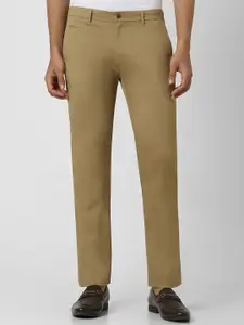 V Dot Men Cotton Slim Fit Flat-Front Casual Trousers