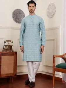Rawayi Abstract Printed Jacquard Straight Kurta