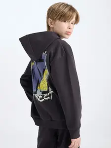 DeFacto Boys Printed Hooded Pullover Sweater