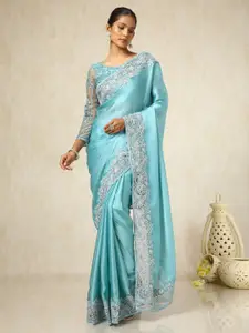 Soch Embroidered Sequinned Pure Crepe Saree