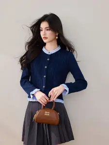 JC Collection Women Round Neck Cardigan Sweater