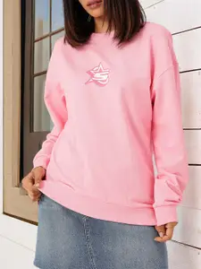 DressBerry Printed Cotton Terry Relaxed Fit Sweatshirt