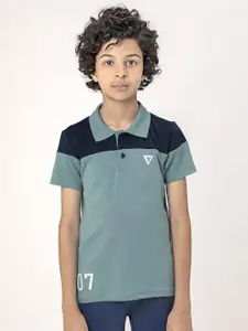 Technosport Boys Colourblocked Polo Collar UPF50 Slim Fit T-shirt