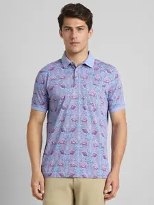 SIMON CARTER LONDON Men Printed Polo Collar Pockets Slim Fit T-shirt