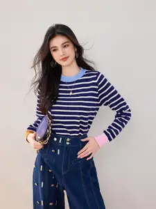 JC Collection Women Striped Pullover Sweaters