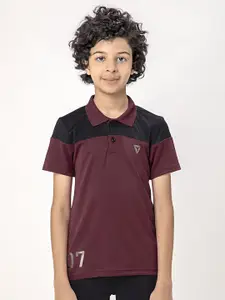 Technosport Boys Colourblocked Polo Collar UPF50 Slim Fit T-shirt