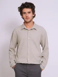 SELECTED Men Spread Collar Textured Casual Shirt