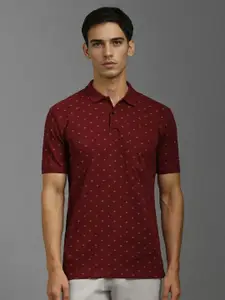 Louis Philippe Sport Men Printed Polo Collar Pockets Slim Fit T-shirt