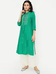 max Geometric Printed Pleated Straight Kurta