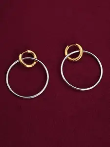 PALMONAS Gold-Plated Stainless Steel Anti-Tarnish Circular Double Hoop Earrings