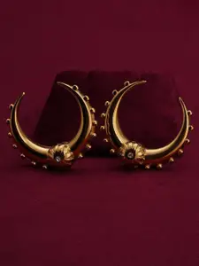PALMONAS Gold-Plated Stainless Steel Anti-Tarnish Crescent Shaped Studs