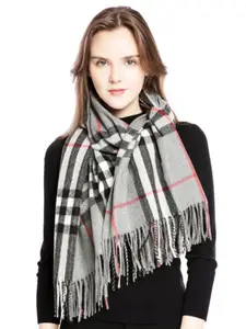 Alexvyan Women Checked Tasselled Scarf