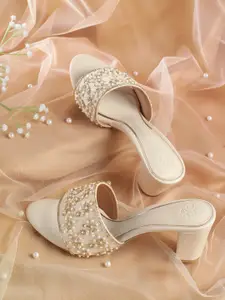House of Pataudi Open Toe Embellished Block Heels