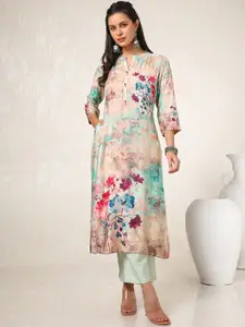 Soch Floral Printed Mandarin Collar Straight Kurta