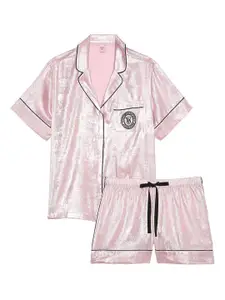 Victoria's Secret Women Lapel Collar Shirt & Shorts Night suit