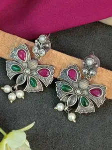 Efulgenz Rhodium-Plated Contemporary Drop Earrings