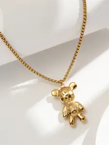 AQUASTREET 18K Antitarnish Waterproof Teddy Pendant Necklace