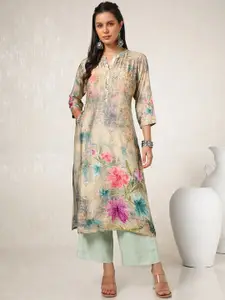Soch Floral Printed Mandarin Collar Straight Kurta