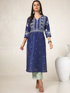 Soch Floral Embroidered Mirror Work Straight Kurta