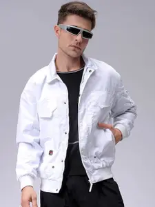 The Indian Garage Co Men Solid Padded Bomber Utility Jacket