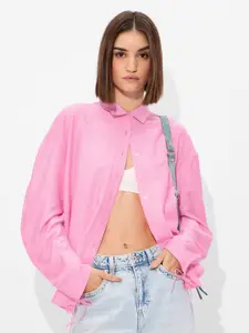 The Souled Store Ruched Sleeves Oversized Casual Shirt