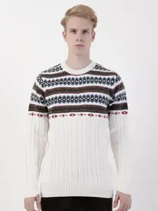 Albion By CnM Men Printed Round Neck Long Sleeves Pullover Sweaters