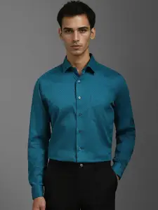 Louis Philippe Pure Cotton Self Design Textured Slim Fit Opaque Formal Shirt