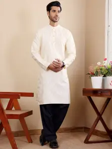 Rawayi Ethnic Motifs Woven Design Mandarin Collar Thread Work Jacquard Straight Kurta