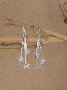 Clara 925 Sterling Silver Rhodium-Plated Star Shaped Marley Star Drop Earrings