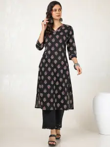 Soch Floral Printed Gotta Patti Cotton Straight Kurta