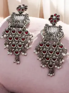 Sangria Artificial Stones and Beads Studded Earrings