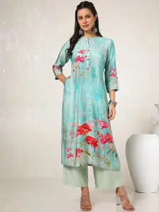 Soch Floral Printed Mandarin Collar Straight Kurta