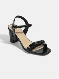 LEMON & PEPPER Women Round Toe Block Heel Sandals with Bows