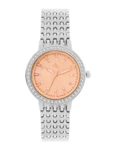 DressBerry Women Brass Embellished Dial & Bracelet Style Straps Analogue Watch DB-SS24-14B