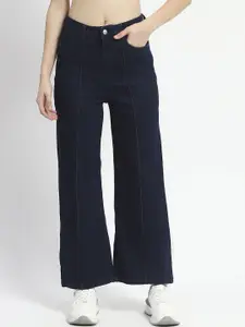Madame Women Cotton Wide Leg Slash Knee Jeans