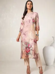 Soch Floral Printed Mandarin Collar Straight Kurta