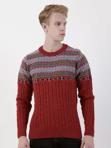 Albion By CnM Men Round Neck Self Design Pullover
