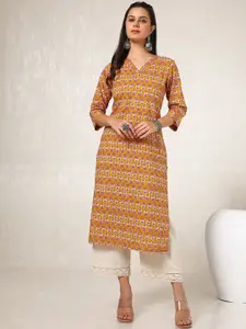 Soch Floral Printed Gotta Patti Cotton Straight Kurta